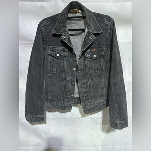 Vintage Rustler Trucker Denim Jean Jacket Med Black Cowboy Denim Western 70s 80s